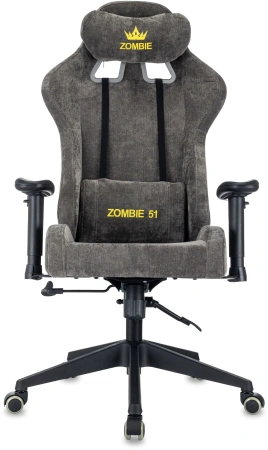 Кресло игровое Zombie 51 велюр серый Light-19